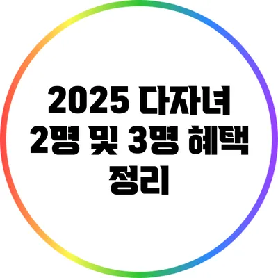 2025 다자녀 2명 및 3명 혜택 정리