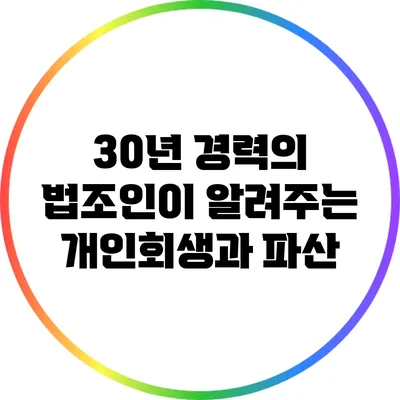 30년 경력의 법조인이 알려주는 개인회생과 파산