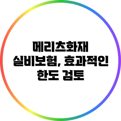 메리츠화재 실비보험, 효과적인 한도 검토