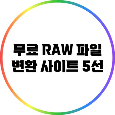 무료 RAW 파일 변환 사이트 5선