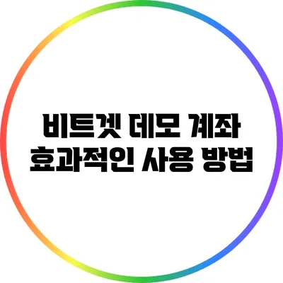 비트겟 데모 계좌 효과적인 사용 방법