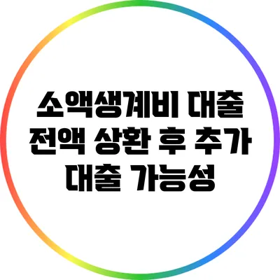 소액생계비 대출 전액 상환 후 추가 대출 가능성