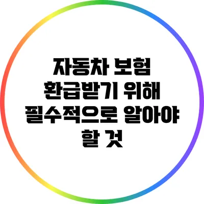 자동차 보험 환급받기 위해 필수적으로 알아야 할 것