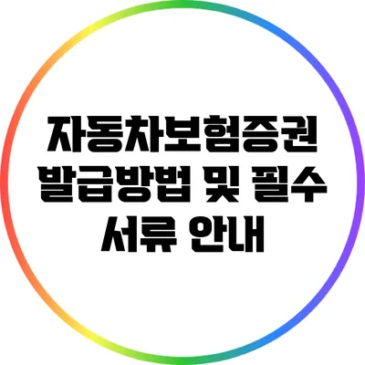 자동차보험증권 발급방법 및 필수 서류 안내