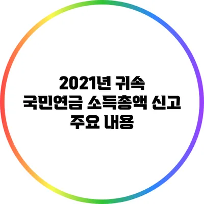 2021년 귀속 국민연금 소득총액 신고 주요 내용