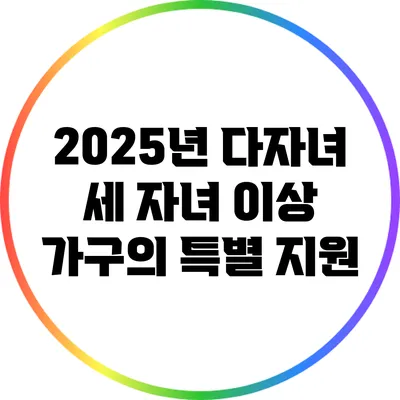 2025년 다자녀 세 자녀 이상 가구의 특별 지원