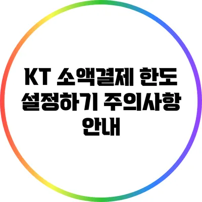 KT 소액결제 한도 설정하기: 주의사항 안내