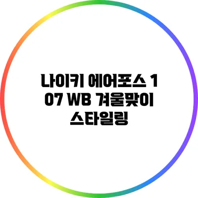 나이키 에어포스 1 07 WB 겨울맞이 스타일링