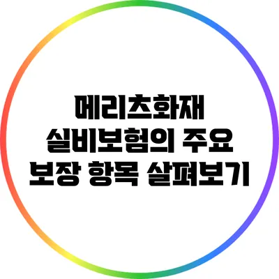 메리츠화재 실비보험의 주요 보장 항목 살펴보기