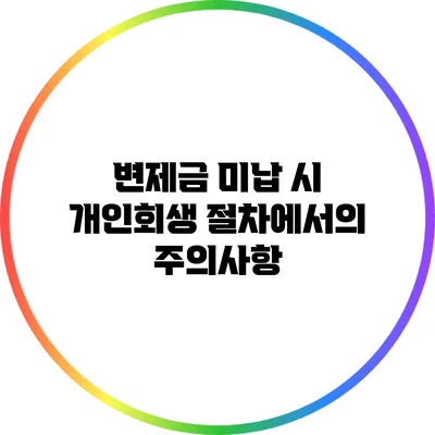 변제금 미납 시 개인회생 절차에서의 주의사항