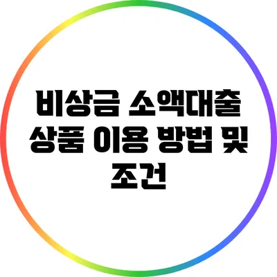 비상금 소액대출 상품 이용 방법 및 조건