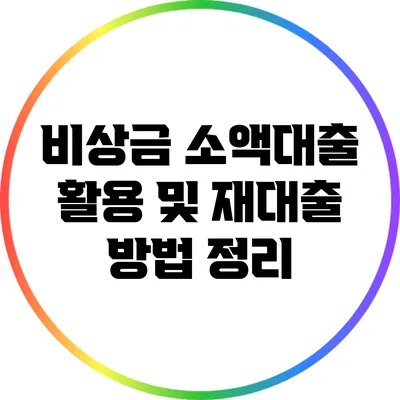 비상금 소액대출 활용 및 재대출 방법 정리