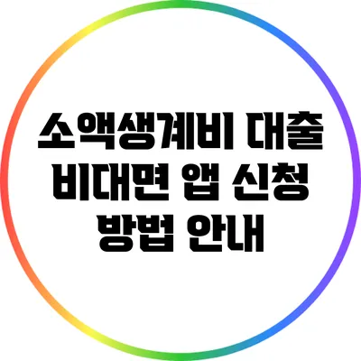 소액생계비 대출 비대면 앱 신청 방법 안내