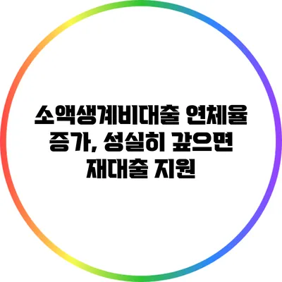 소액생계비대출 연체율 증가, 성실히 갚으면 재대출 지원