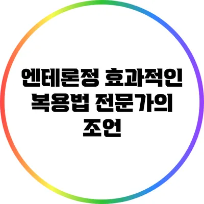 엔테론정 효과적인 복용법: 전문가의 조언