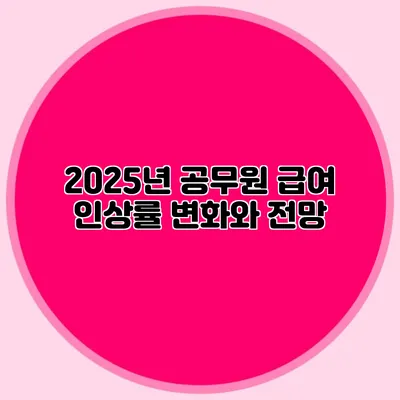 2025년 공무원 급여 인상률 변화와 전망
