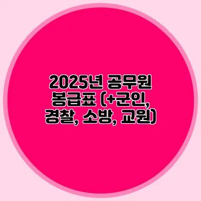 2025년 공무원 봉급표 (+군인, 경찰, 소방, 교원)