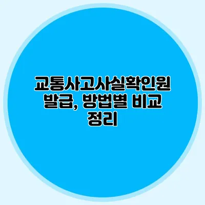 교통사고사실확인원 발급, 방법별 비교 정리