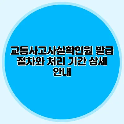 교통사고사실확인원 발급 절차와 처리 기간 상세 안내