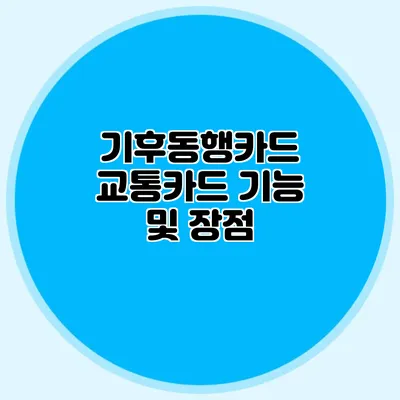기후동행카드 교통카드 기능 및 장점
