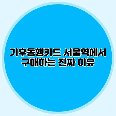 기후동행카드 서울역에서 구매하는 진짜 이유