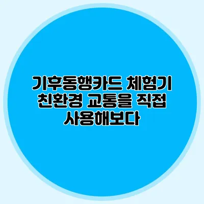 기후동행카드 체험기 친환경 교통을 직접 사용해보다