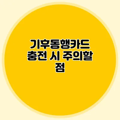 기후동행카드 충전 시 주의할 점