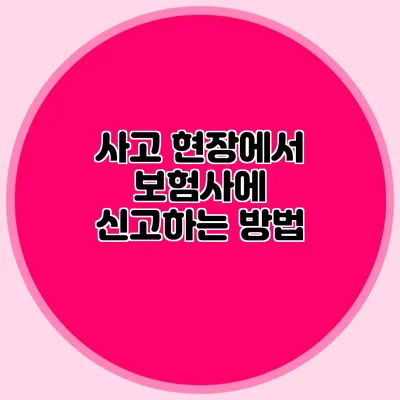 사고 현장에서 보험사에 신고하는 방법