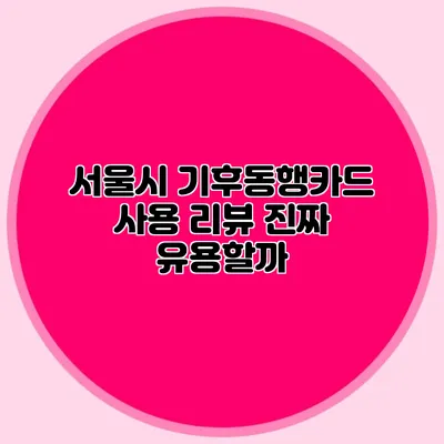서울시 기후동행카드 사용 리뷰 진짜 유용할까?