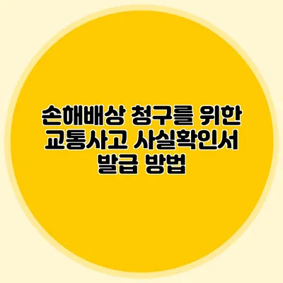 손해배상 청구를 위한 교통사고 사실확인서 발급 방법