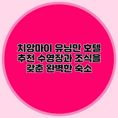 치앙마이 유님만 호텔 추천 수영장과 조식을 갖춘 완벽한 숙소