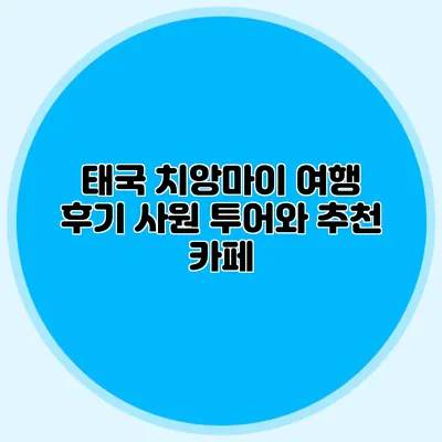 태국 치앙마이 여행 후기 사원 투어와 추천 카페