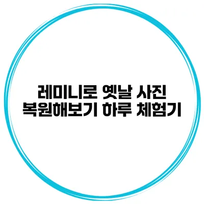 레미니로 옛날 사진 복원해보기 하루 체험기