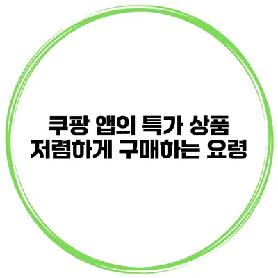 쿠팡 앱의 특가 상품 저렴하게 구매하는 요령